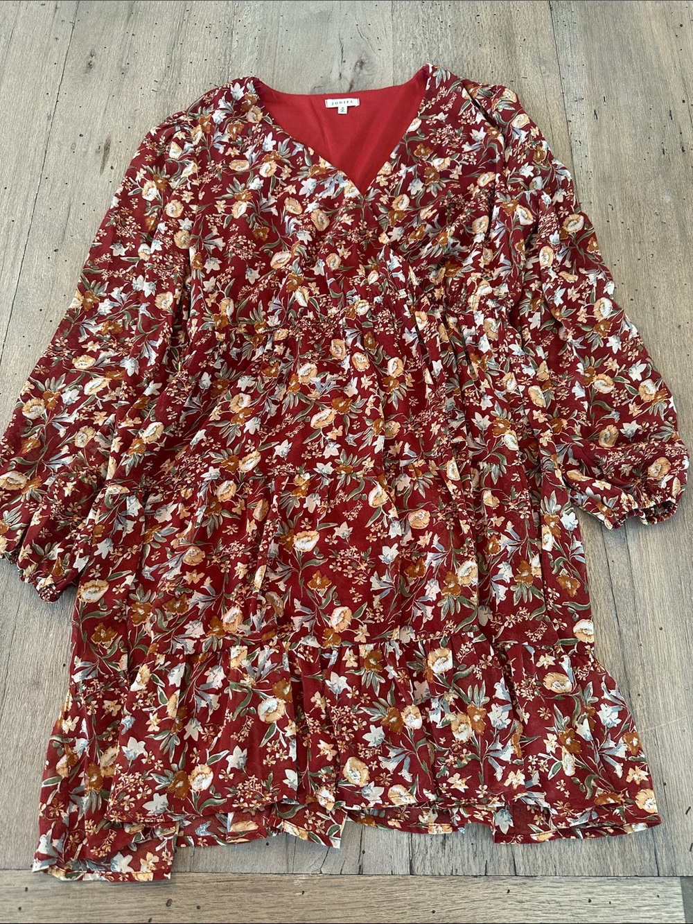 JODIFL Red Floral Wrap-Style Dress